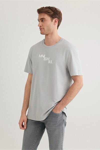 Mavi İstanbul Erkek T-Shirt M0612274-70075 Açık Gri