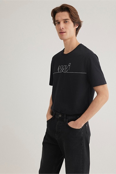 Mavi Logo Baskılı Erkek T-Shirt M0610254-900 Siyah