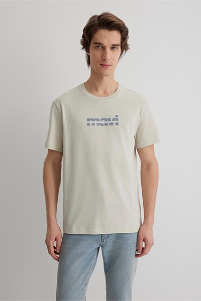 Mavi Baskılı Erkek T-shirt M0610943-70144 Ay Taşı Beji