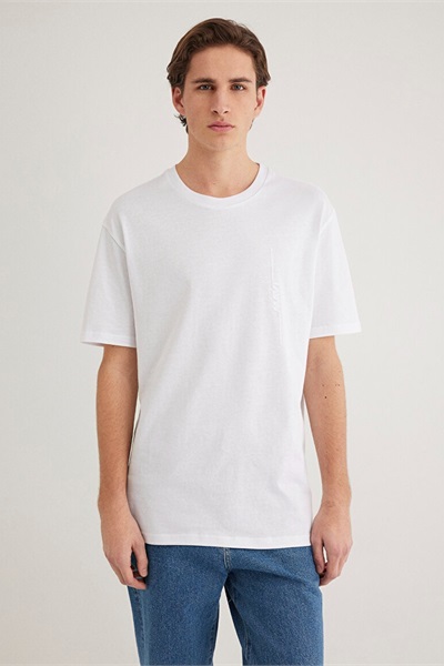 Mavi Mavi Baskılı Erkek T-Shirt M0611313-620 Beyaz