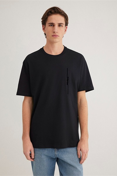 Mavi Mavi Baskılı Erkek T-Shirt M0611313-900 Siyah