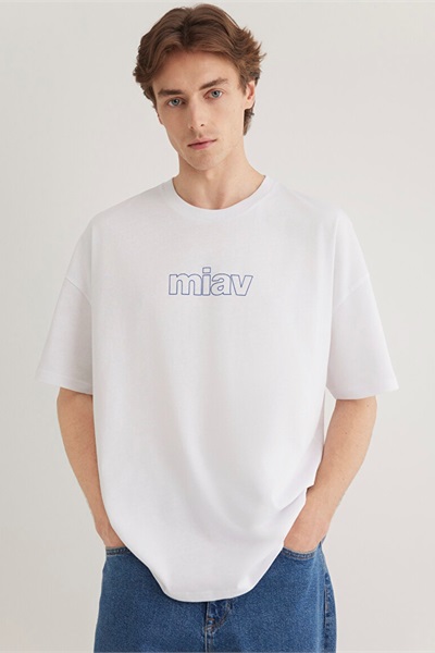Mavi Miav Tişört Beyaz Erkek T-Shirt M0611704-620 Beyaz