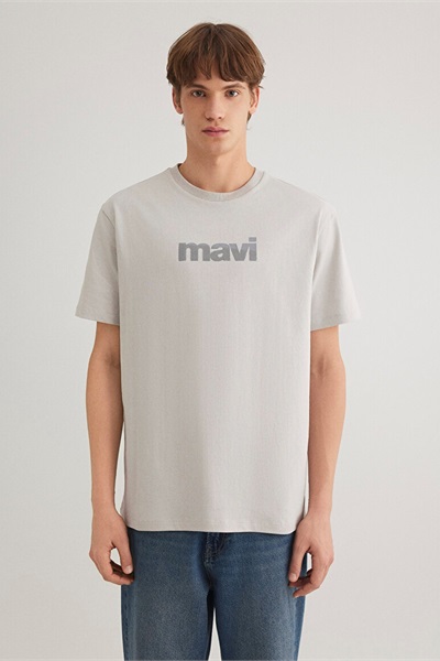 Mavi Baskılı Erkek T-Shirt M0612522-70074 Açık Gri