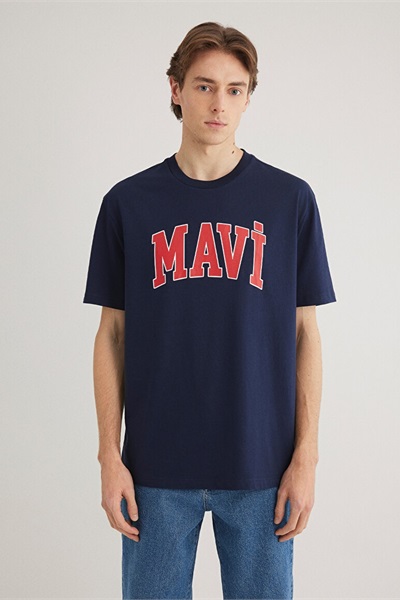 Mavi Logo Erkek T-shirt M0611711-70722 Koyu Saks Mavi