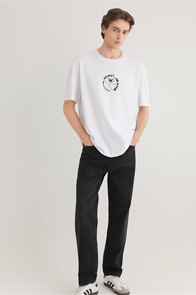 Mavi Jeans Baskılı Erkek T-Shirt M0611719-620 Beyaz