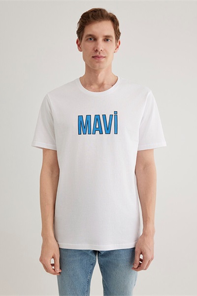 Mavi Logo Erkek T-shirt M066842-620 Beyaz