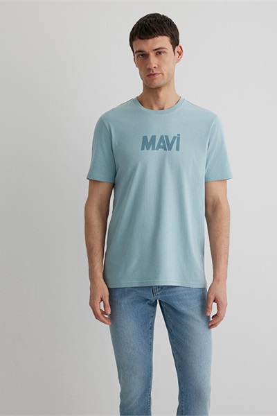 Mavi Mavi Baskılı Erkek T-Shirt M066846-70838 Taş Mavi