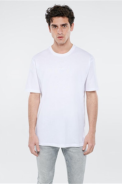 Mavi Baskılı Erkek T-Shirt M0610100-620 Beyaz