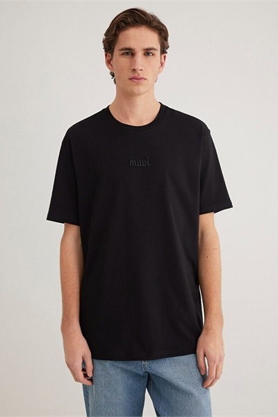 Mavi Baskılı Erkek T-Shirt M0610100-900 Siyah