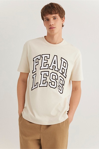 Mavi Fearless Erkek T-Shirt M0612475-70055 Açık Bej