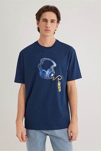 Mavi Baskılı Erkek T-Shirt M0612484-89353 Pageant Blue