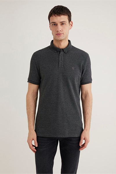 Mavi Polo Erkek T-Shirt M063247-28392 Koyu Gri Melanj