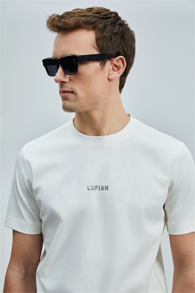 Lufian Marcus Erkek T-shirt 111020235 KIRIK BEYAZ