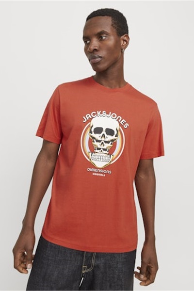 Jack & Jones Joranatomy Skull Tee Ss Crew Neck Sn Erkek T-shirt 12272966 Summer Fig
