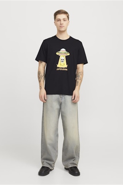 Jack & Jones Joranatomy Skull Tee Ss Crew Neck Sn Erkek T-shirt 12272966 BLACK