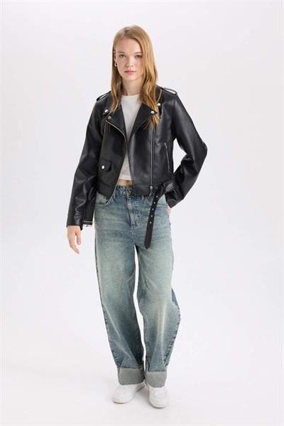 Defacto Kadın Deri Mont ve Ceket Y7168AZ/BK27 BLACK