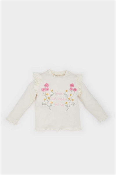 Defacto Kız Bebek Uzun kol Sweat D9328A5/ER233 ECRU