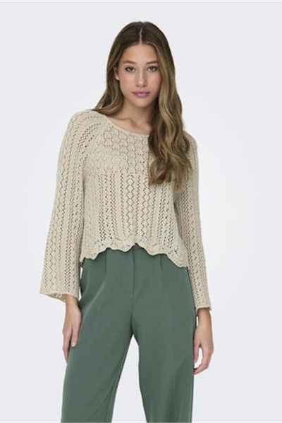 Only Onlnola Lıfe  3/4 Pullover Knt Noos Kadın Kazak 15233173 Feather Gray