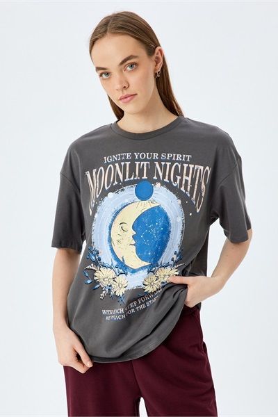 Koton Kadın T-shirt 5SAL10040IK ANTRASİT
