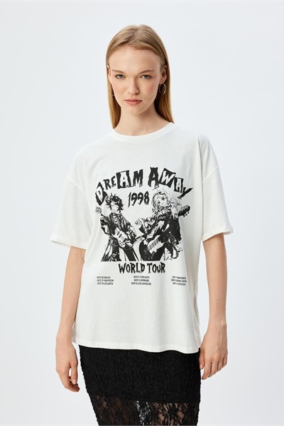 Koton Kadın T-shirt 5SAL10058IK EKRU