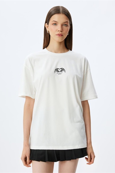 Koton Kadın T-shirt 5SAL10066IK EKRU