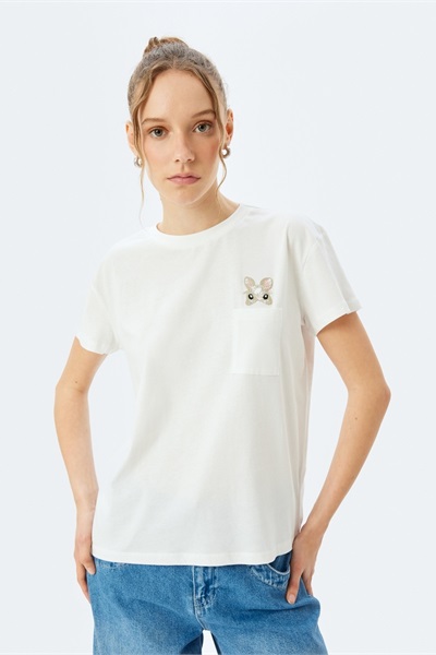 Koton Kadın T-shirt 5SAL10071IK EKRU