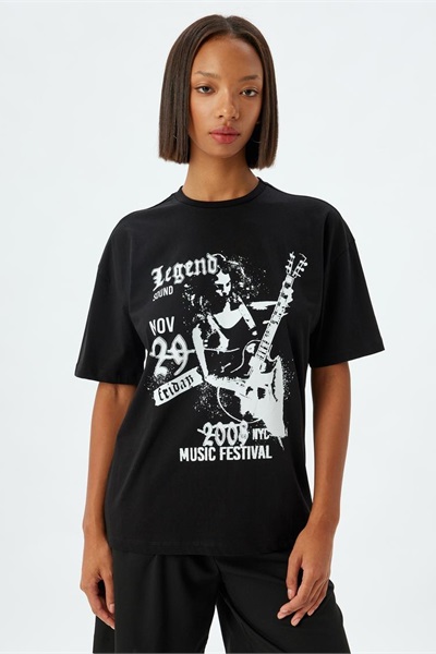 Koton Kadın T-shirt 5SAL10072IK SİYAH