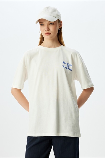 Koton Kadın T-shirt 5SAL10080IK EKRU