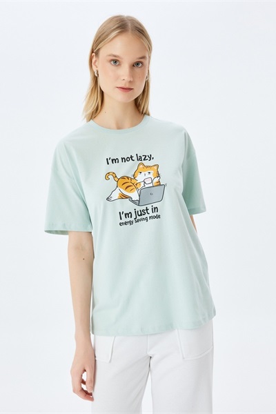 Koton Kadın T-shirt 5SAL10107IK MİNT