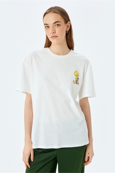 Koton Kadın T-shirt 5SAL10149IK EKRU
