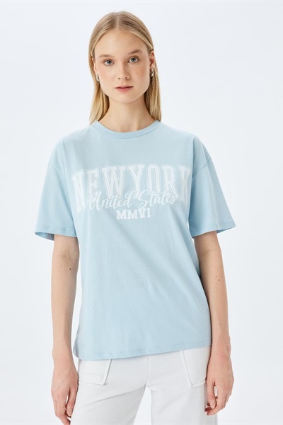 Koton Kadın T-shirt 5SAL10169IK MAVİ