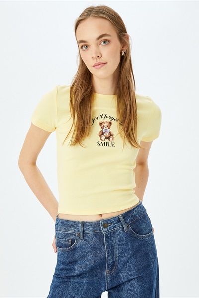 Koton Kadın T-shirt 5SAL10208IK SARI