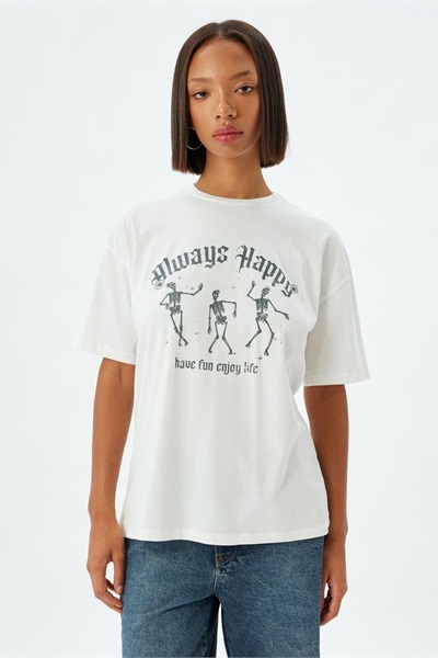 Koton Kadın T-shirt 5SAL10234IK EKRU