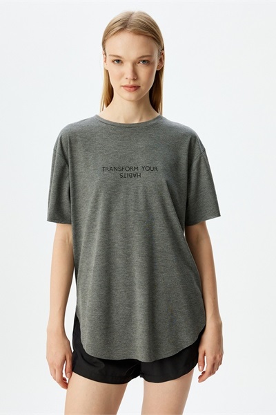 Koton Kadın  T-shirt 5SAK10029NK Antrasit Melanj