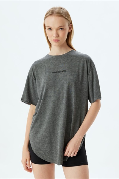 Koton Kadın  T-shirt 5WAK10082NK Antrasit Melanj