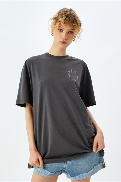Koton Kadın T-shirt 5SAL10262IK ANTRASİT