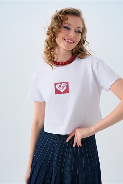 Loft Kadın Long Crop T-Shirt Lf2039226 OFF WHITE