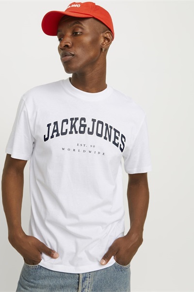 Jack & Jones Jjecaleb Varsıty Tee Ss O-Neck Noos Erkek T-shirt 12257579 White