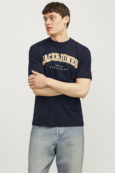 Jack & Jones Jjecaleb Varsıty Tee Ss O-Neck Noos Erkek T-shirt 12257579 NAVY BLAZER