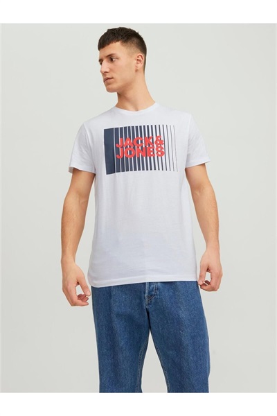 Jack & Jones Jjecorp Logo Tee Play Ss O-Neck Noos Erkek T-shirt 12233999 Print:PLAY 5/White