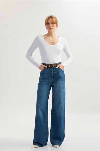 Koton Kadın Jean Pantolon 5SAL40026MD ORTA İNDİGO