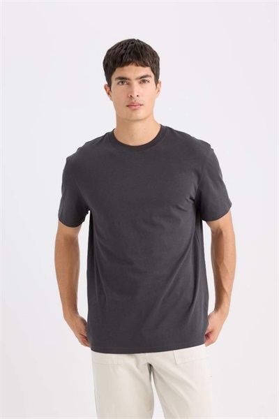 Defacto Erkek  T-shirt V7699AZ/AR214 ANTRACITE