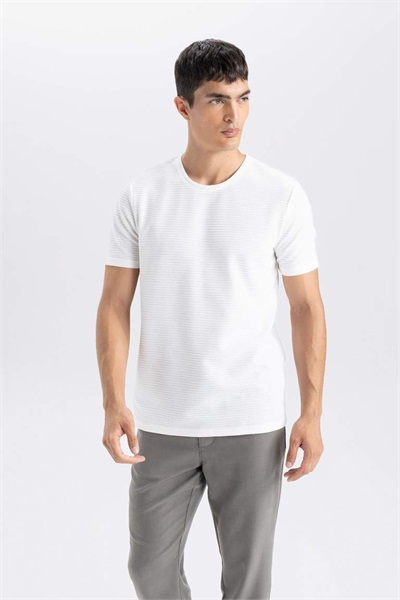 Defacto Erkek  T-shirt M6608AZ/ER105 ECRU