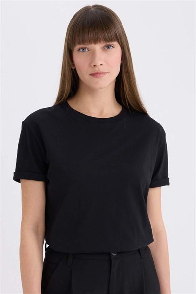 Defacto Kadın Kısa Kol T-shirt W9584AZ/BK81 BLACK