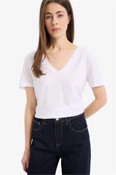 Defacto Kadın Kısa Kol T-shirt W9578AZ/WT34 WHITE