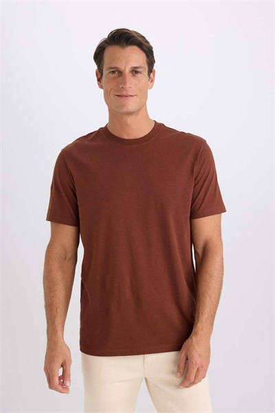 Defacto Erkek T-shirt V7699AZ/BN319 BROWN