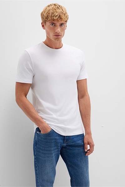 Mavi Stretch Erkek T-Shirt M061747-620 Beyaz