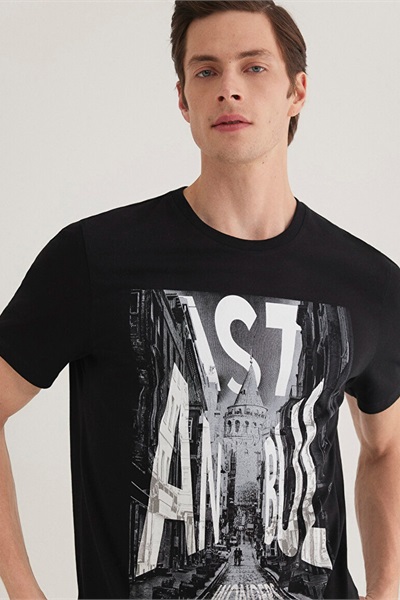 Mavi Galata İstanbul Erkek T-Shirt M067053-900 Siyah