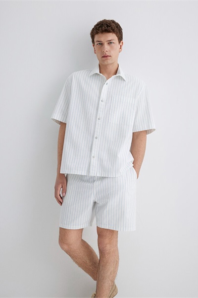 Mavi Oversize Erkek Kısa Kol Gömlek M0211485-85440 Hava Mavi