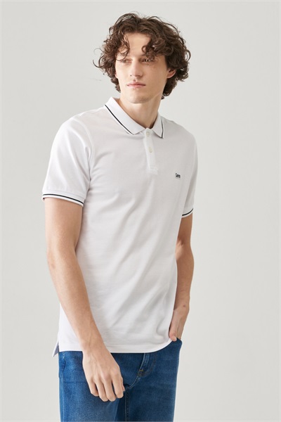 L61ARL Polo Yaka Çizgili Yaka Lee Erkek T-shirt L61ARLLJ White